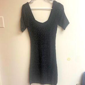 Free People Thin Knit Body Con Sweater Dress Mini Dark Gray Womens Medium